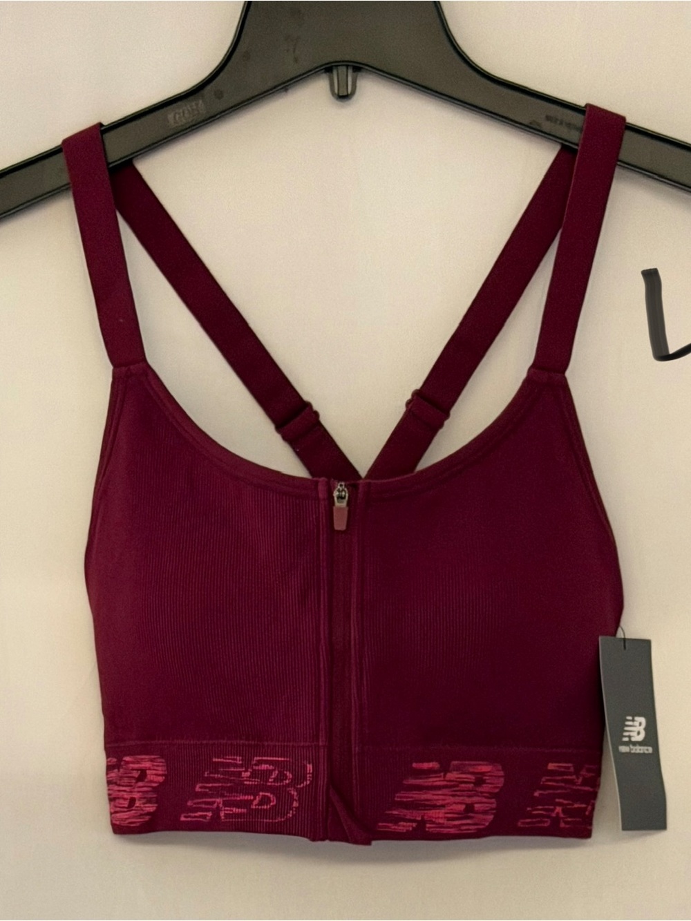 New Balance Women's Burgundy Front-Zip Support Sports Bra